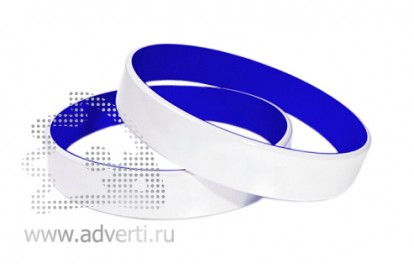 Силиконовый браслет, двухсторонний, белый с синим