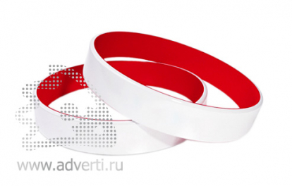 Силиконовый браслет, двухсторонний, белый с темно-красным