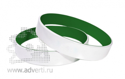 Силиконовый браслет, двухсторонний, белый с зеленым