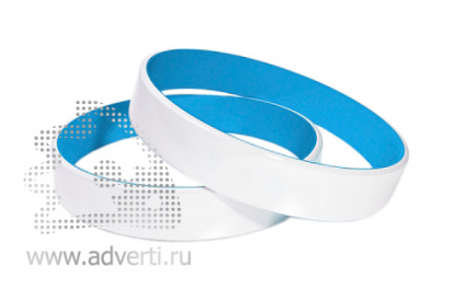 Силиконовый браслет, двухсторонний, белый с голубым