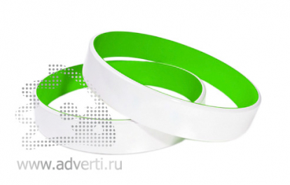 Силиконовый браслет, двухсторонний, белый со светло-зеленым