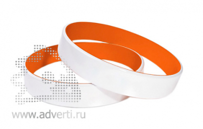 Силиконовый браслет, двухсторонний, белый с оранжевым