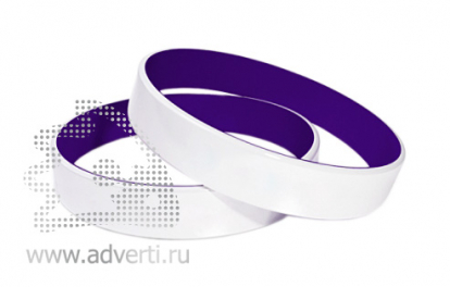 Силиконовый браслет, двухсторонний, белый с темно-фиолетовым