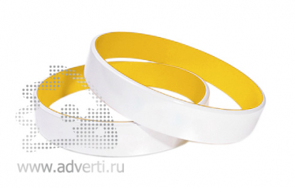 Силиконовый браслет, двухсторонний, белый с желтым