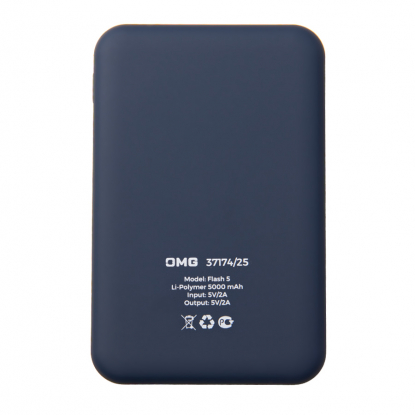Универсальный аккумулятор OMG Flash 5 с подсветкой и soft touch, синий