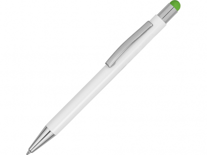 Ручка металлическая шариковая Flowery со стилусом, зеленая