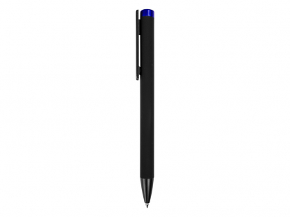 Ручка металлическая шариковая Taper Metal soft-touch, черная с синим