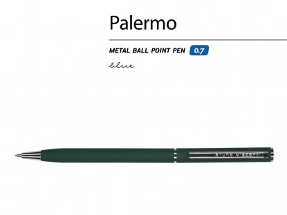 Ручка металлическая шариковая Palermo, зеленая