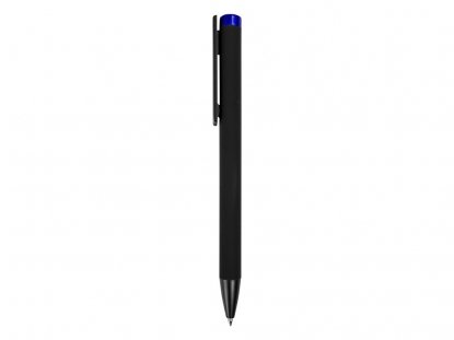 Ручка металлическая шариковая Taper Metal soft-touch, черная с синим