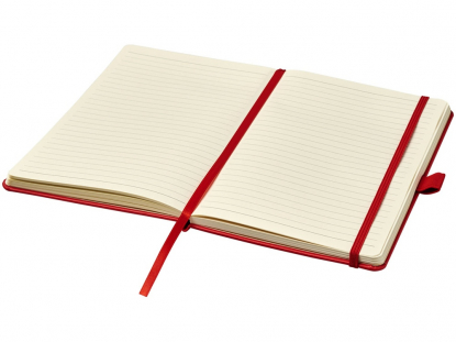 Записная книжка А5 Nova, красная, резинка, лента-закладка, петля для ручки