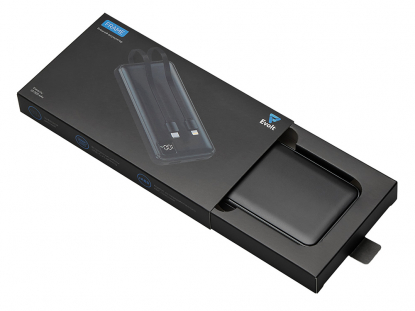 Внешний аккумулятор со встроенными кабелями Фрэйм, 10000мач, черный