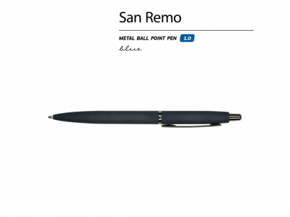 Ручка металлическая шариковая San Remo, софт тач, темно-синяя