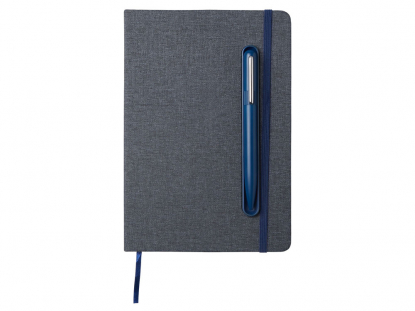 Блокнот А5 NotaBene с металлической шариковой ручкой и подставкой для телефона, темно-синий