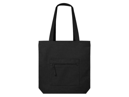 Сумка на молнии Zipper Neo из хлопка 280 г c карманом на молнии спереди, черная