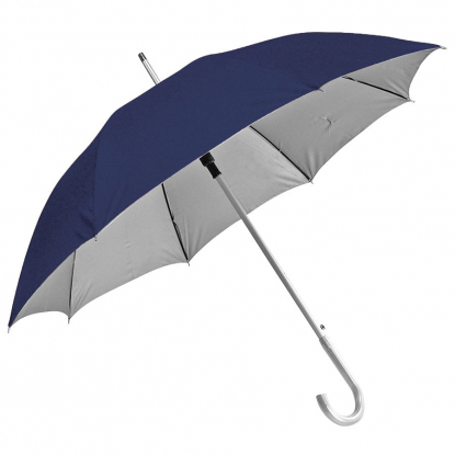 Зонт-трость с алюминиевой ручкой Silver, полуавтомат, темно-синий