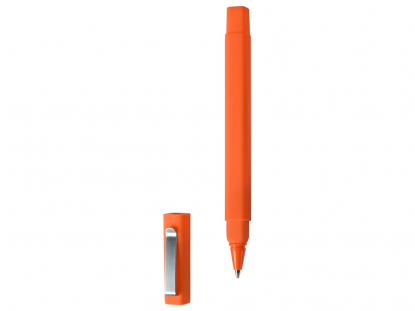 Ручка шариковая пластиковая Quadro Soft, оранжевая, без колпачка