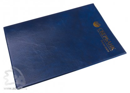 Папка с карманом из мягкой эко-кожи, формат А4, синяя