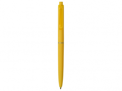 Ручка пластиковая soft-touch шариковая Plane, желтая, вид сзади