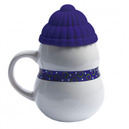 Кружка SNOWMAN с крышкой, белая с синим