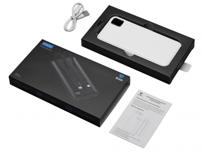 Внешний аккумулятор со встроенными кабелями Фрэйм, 10000мач, белый