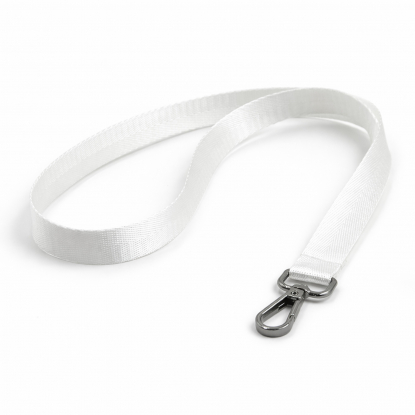 Лента для бейджа Flat, с карабином, белая