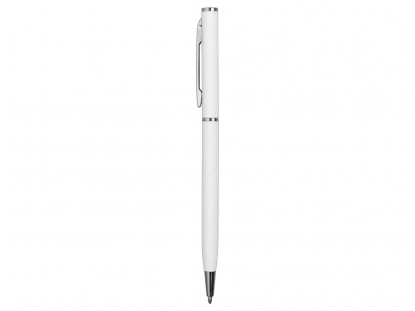 Ручка металлическая шариковая Атриум софт-тач, белая, вид сбоку