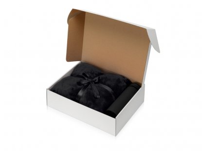 Подарочный набор Cozy hygge с пледом и термосом, черный, в коробке