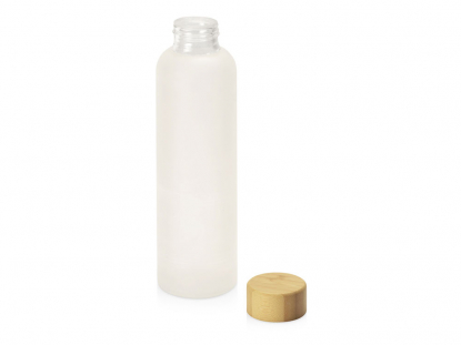 Стеклянная бутылка с бамбуковой крышкой Foggy, белая