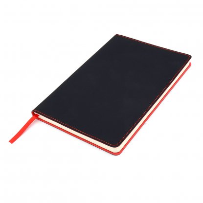 Блокнот A5 Blackjack чёрный с цветной окантовкой, черный с красным