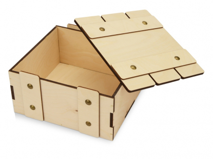 Деревянная подарочная коробка с крышкой Ларчик, открытая