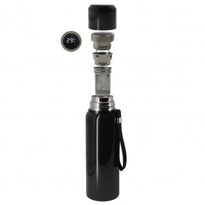 Термос S-travel New с датчиком температуры, черный