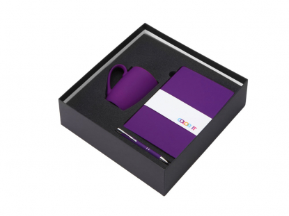 Подарочный набор COLOR IT с блокнотом, металлической ручкой и кружкой, фиолетовый