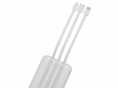 Магнитный беспроводной внешний аккумулятор со встроенными кабелями Мэни, 10000 мАч