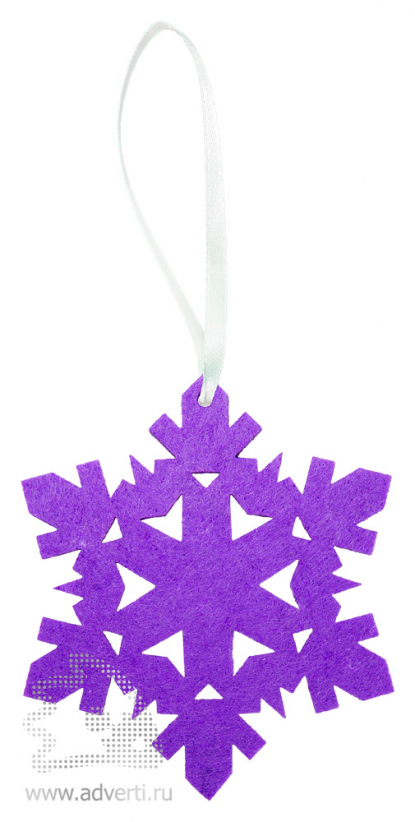 Игрушка новогодняя Снежинка 2 из фетра, фиолетовая