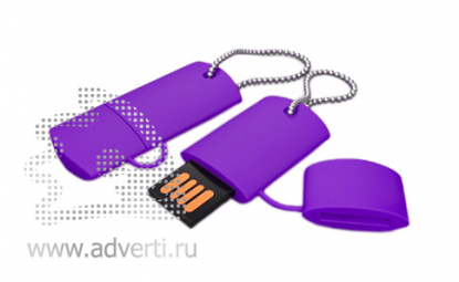 Силиконовая флешка на 16 Гб, овальная, темно-фиолетовая