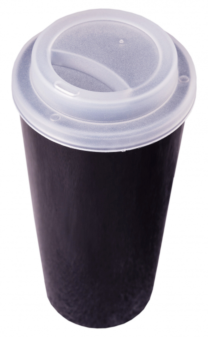 Пластиковый стакан Happy Cup, 400 мл, чёрный, с крышкой