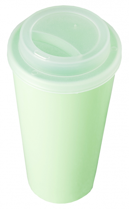 Пластиковый стакан Happy Cup, 400 мл, зелёный, с крышкой