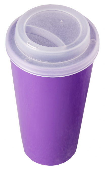 Пластиковый стакан Happy Cup, 400 мл, фиолетовый, с крышкой