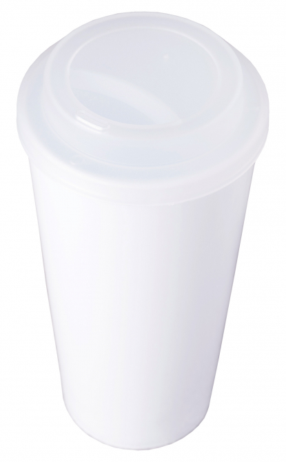 Пластиковый стакан Happy Cup, 400 мл, белый, с крышкой