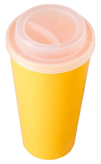 Пластиковый стакан Happy Cup, 400 мл, жёлтый, с крышкой