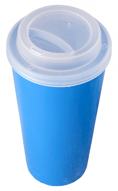 Пластиковый стакан Happy Cup, 400 мл, синий, с крышкой