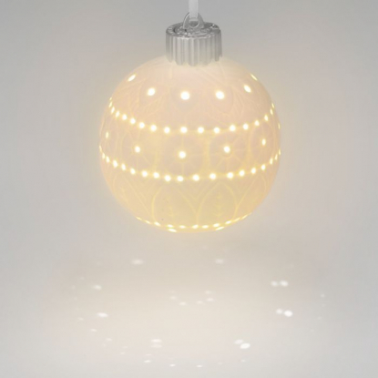 Ёлочный керамический светящийся шар с узорами Potter