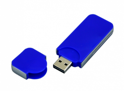Флешка в стиле I-phone прямоугольной формы, синяя, открыта крышка