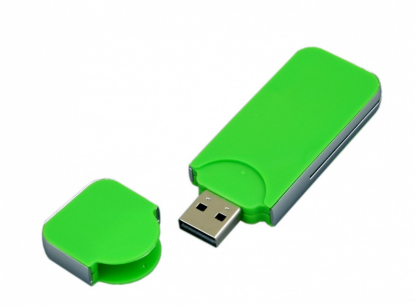 Флешка в стиле I-phone прямоугольной формы, зеленая, открыта крышка