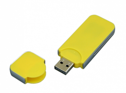 Флешка в стиле I-phone прямоугольной формы, желтая, открыта крышка