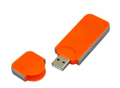 Флешка в стиле I-phone прямоугольной формы, оранжевая, открыта крышка
