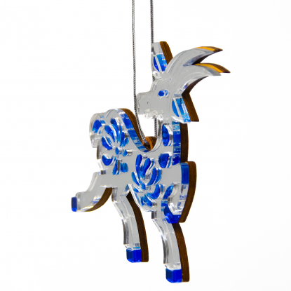Ёлочная игрушка Коза, синяя