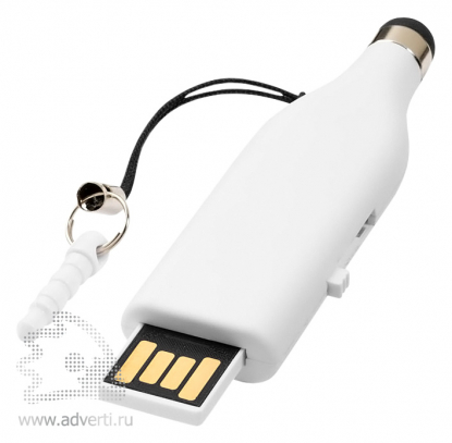 USB-флешка со стилусом, белая