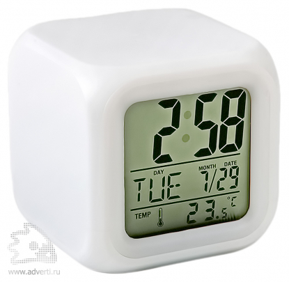  Часы Куб с термометром и меняющей цвет подсветкой