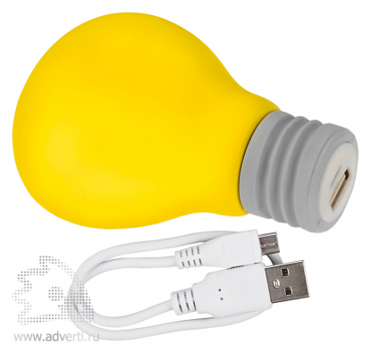 Портативное зарядное устройство Lamp 2600 mAh, USB провод в наборе